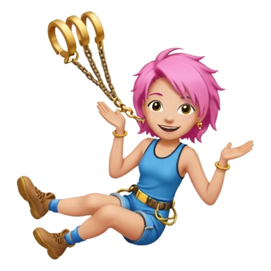 bungee jumping face with earrings and pink hair flying away earrings flying away sticker