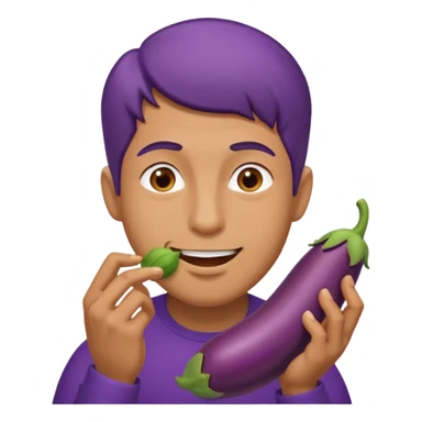 Man eating eggplant sticker