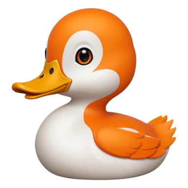orange whit duck beak and black dot eyes cartoon style sticker