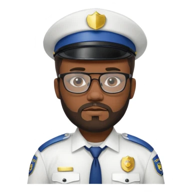Police officer with glasses and beards(white uniform) black man sticker