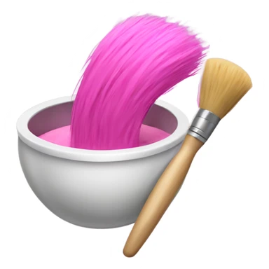 Pink hair dye bowl and brush sticker