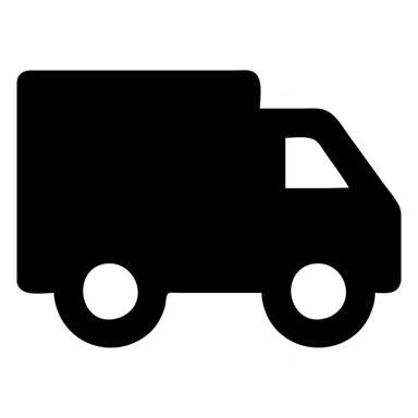 icon for "Supply Chain Experience", black and white, simple and clear, with a delivery truck symbol sticker