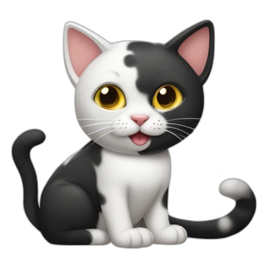 Un gato atigrado y una gata negra con manchas blancas jugando sticker