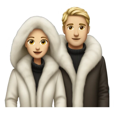 White couple in long fur coats sticker