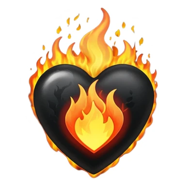 black heart on fire sticker