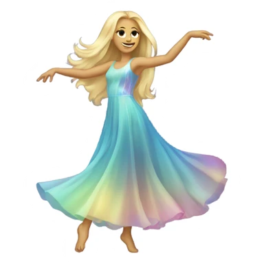 Dancing blonde girl long hair in an iridescent dress sticker