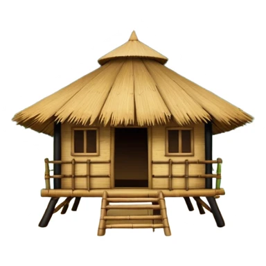 bamboo hut with volcano in the back side sticker