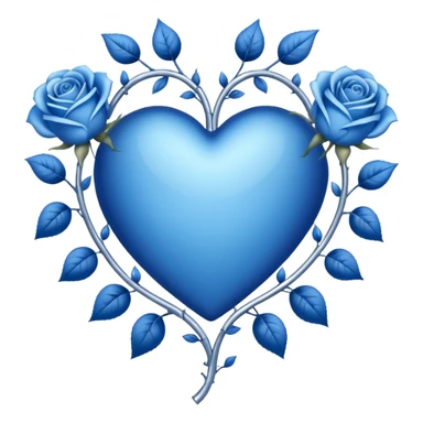heart shape silver vine with blue roses border sticker