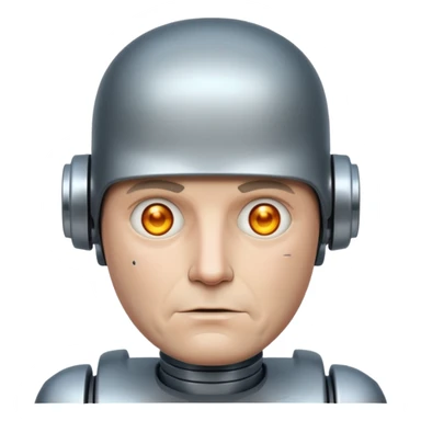 Bombmore - more robot than human.  mddle age man sticker