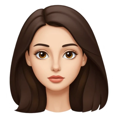 a brunette with thin nose almost sharp jaw line perfect eye brows and long hair slightly wheatish tone sticker