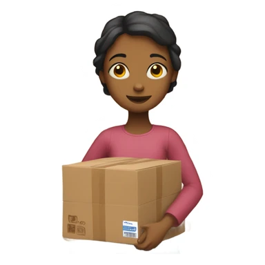 Girl carrying cardboard boxes sticker
