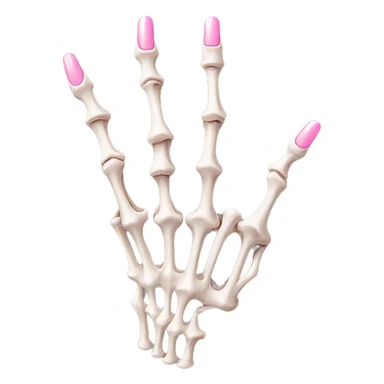 Skeleton hand 5 fingers with pink polish nails minimalistic  sticker