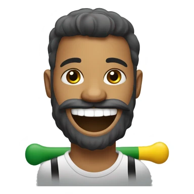 Create an image of a Brazilian drummer with tied hair and a beard, expressing joy while playing drums in his live stream. Include the logo "GG Lukas Drummer" in the background. sticker