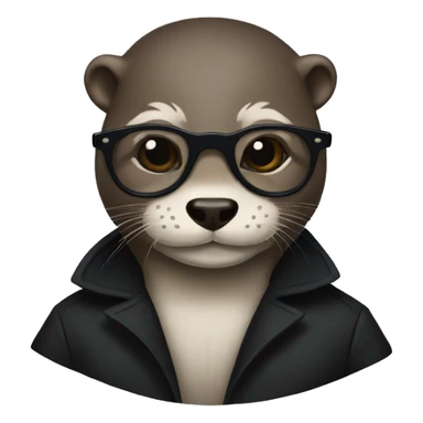 Otter wearing long black trenchcoat and neo glasses sticker