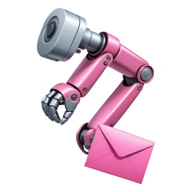 intense pink robotic arm holding email envelope sticker