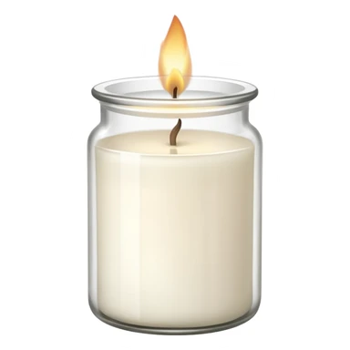 ultra minimal icon of a cream-white candle in a simple glass jar labeled “cotton”, three small flames, clean lines, soft neutral tones, modern elegant vector style, transparent background sticker