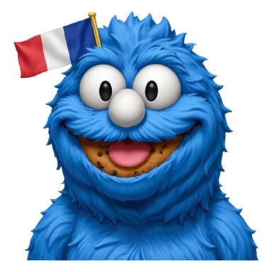 cookie monster bust, with french flag, only one flag,  sticker