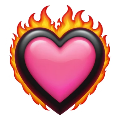 Black, red, hot pink heart make it way more flashy, lightly wreathed in flame  sticker