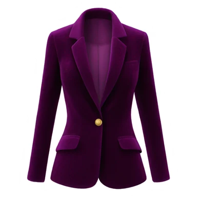 Realistic isolated open dark purple wine color velvet feminine fashion blazer jacket.  sticker