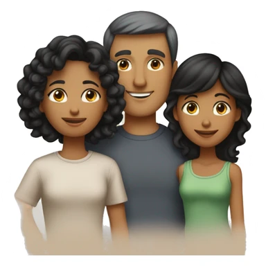 Family of 4; MOM IS A TAN SKIN GIRL, with BLACK HAIR and BANGS; DAD IS A LIGHT BROWN SKIN BOY, with SHORT STRAIGHT BLACK HAIR; OLDER DAUGHTER IS A TAN SKIN GIRL, with LONG BROWN CURLY HAIR; YOUNGER SON IS A FAIR SKIN BOY, with SHORT STRAIGHT BLACK HAIR sticker