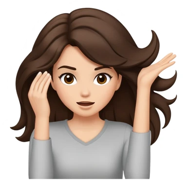 Brunette girl doing a sassy hair flip sticker