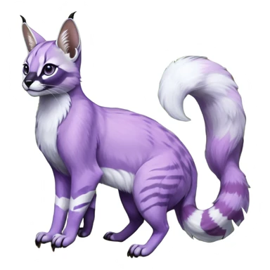 Colorful dark tropical pastel-lilac-lavender-violet pale light pastel white glorious divine exotic cute cool beautiful shiny beautiful fantasy-caracal-civet-genet-sergal-vernid-Gryphon-Cacomistle-Trico-oncilla-animal-Fakémon-hybrid-fursona (full body) sticker