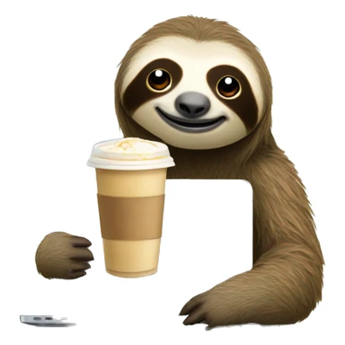 sloth with laptop and ice latte sticker
