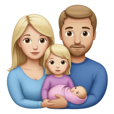 White family, 1 mom with brown hair, 1 dad with Blonde hair, 1 girl baby  sticker