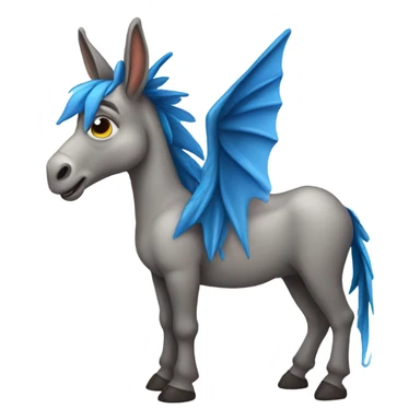cute Donkey with blue dragon wings sticker