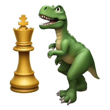 dinosaur holds a queen chess piece in its paw sticker