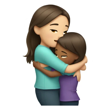 Two brunette girls hugged, one with short hair and the other long sticker