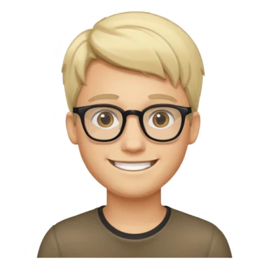 A young man using glasses with a blond dark hair and white skin color sticker