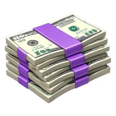 billetes en 3d morados en png sticker