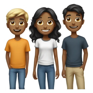 happy girl with boys outdoors sticker