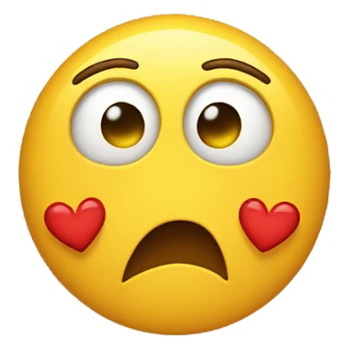 Yelow emoji face with heart eyes lost expression sticker