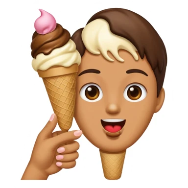 Emoji eating ice cream flipping someone off sticker
