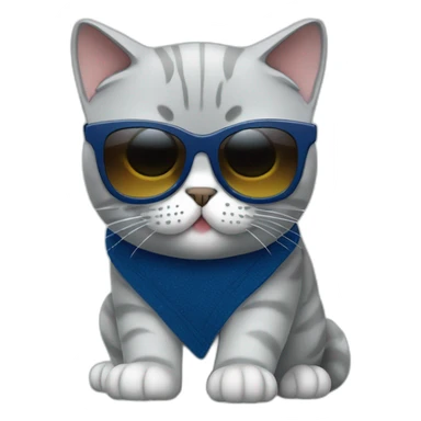 British Shorthair Cat deep blue with sunglasses use camera sticker