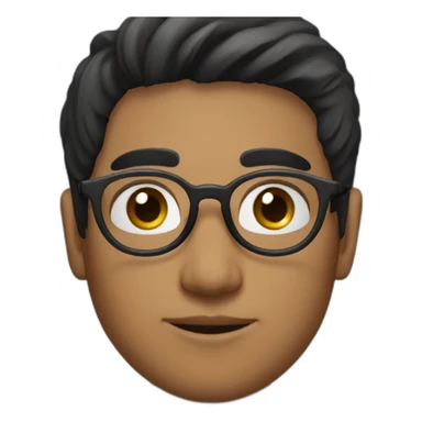 young indian guy with straight hair with round fully circular glasses black eyes black hair sticker