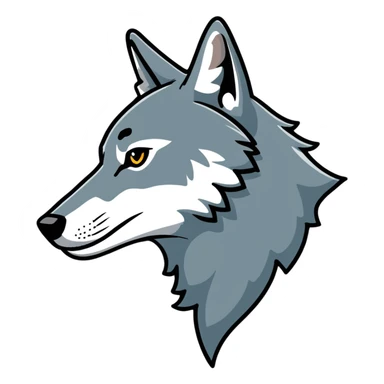 gray wolf profile, side view of head sticker