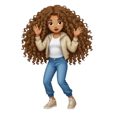 Dancing brown girl with long curly hair hip hop sticker