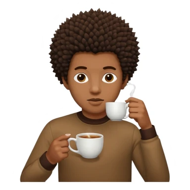 A black guy with a small spiky Afro sipping tea sticker