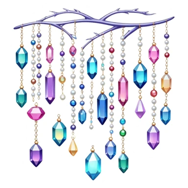 Iridescent big giant glistening glossy sparkly shiny glittery hanging crystals pearls and beads and gemstones decorations sticker