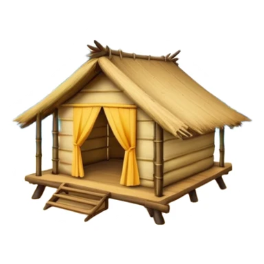 bamboo hut in Volcano Island sticker