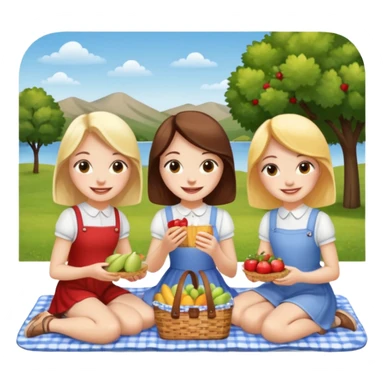 3 girls having picnic sticker