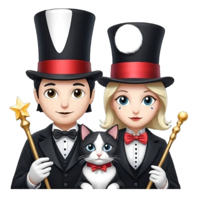 magician couple and th@ClashOfClansShopNo1eir pet cat sticker