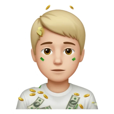 Money raining down on an Oregon boy wearing a white shirt  sticker