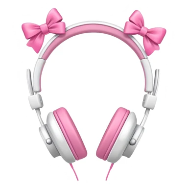 White headphones with pink bow sticker