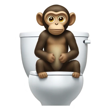 Monkey watching Skibidi toilet with pew pew sticker