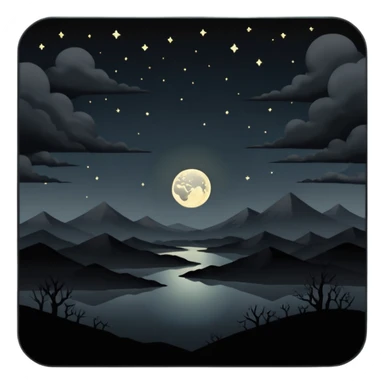 dark and eerie scene, the entire world covered in darkness. The sky is deep black with no stars or light, no moon, no glow just total void and silence. The atmosphere feels ominous and unsettling, as if darkness has swallowed everything. No characters, no visible light sources sticker