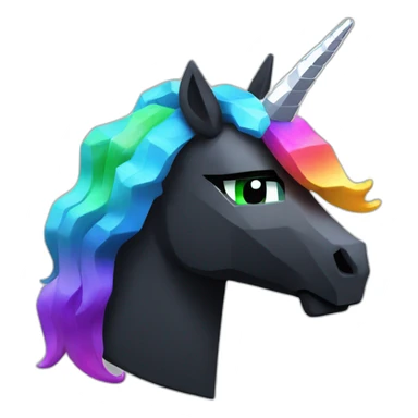Minecraft Rainbow Black Unicorn Head With Diamond Horn sticker
